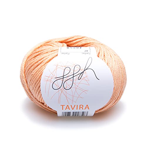 ggh Tavira - 100% Baumwolle - Lauflänge 80m auf 50g - Nadelstärke 4-5 - Wolle zum Stricken oder Häkeln geeignet - Farbe 047 - Apricot von ggh