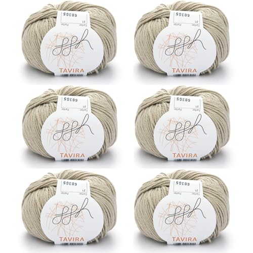 ggh Tavira Box | 6x50g (insg. 300g) Baumwolle zum Stricken oder Häkeln - 021 - Sandbeige von ggh