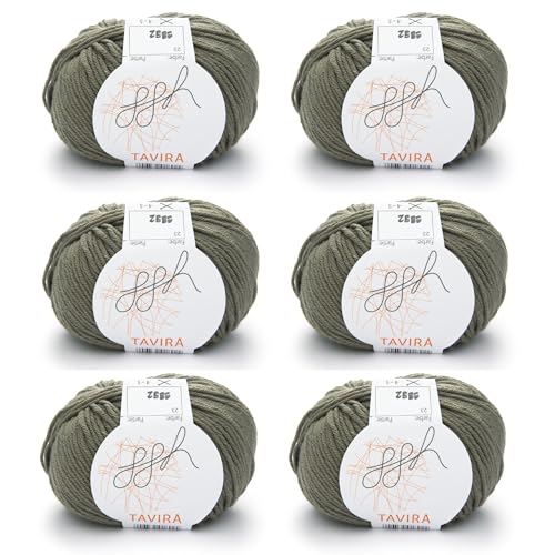 ggh Tavira Box | 6x50g (insg. 300g) Baumwolle zum Stricken oder Häkeln - Farbe 023 - Khaki von ggh