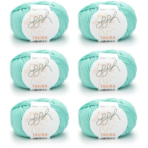 ggh Tavira Box | 6x50g (insg. 300g) Baumwolle zum Stricken oder Häkeln - Farbe 036 - Helles Aquamarin von ggh