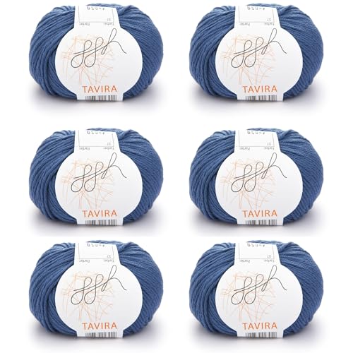 ggh Tavira Box | 6x50g (insg. 300g) Baumwolle zum Stricken oder Häkeln - Farbe 037 - Weiches Indigo von ggh