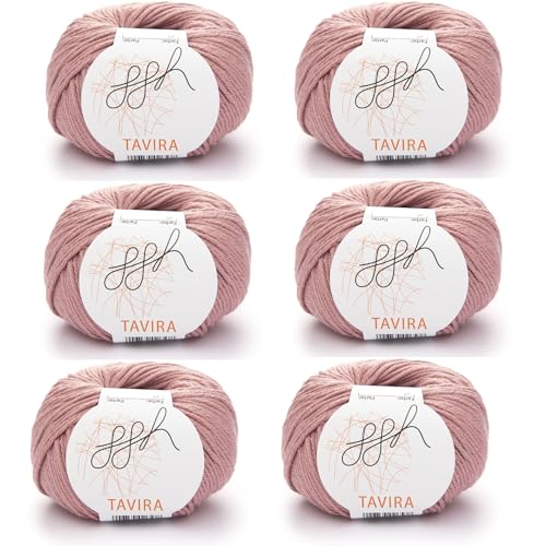 ggh Tavira Box | 6x50g (insg. 300g) Baumwolle zum Stricken oder Häkeln - Farbe 040 - Rosenholz von ggh