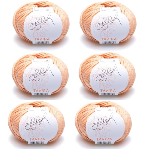 ggh Tavira Box | 6x50g (insg. 300g) Baumwolle zum Stricken oder Häkeln - Farbe 047 - Apricot von ggh