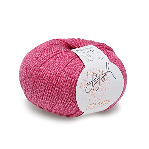 ggh Volante - Merinowolle mit Baumwolle - 50g Wolle zum Stricken oder Häkeln - Farbe 021 - Himbeer von ggh