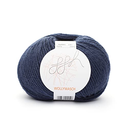 ggh Wollywasch - 100% Schurwolle (Superwash) - Wolle zum Stricken oder Häkeln - Lauflänge 125m auf 50g - Farbe 181 - Dunkelblau von ggh