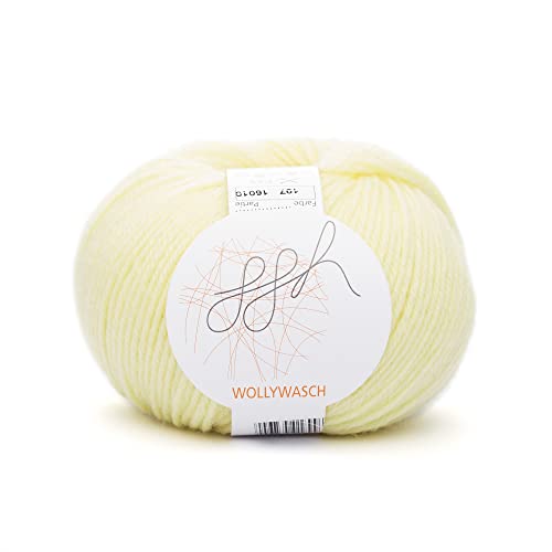 ggh Wollywasch - 100% Schurwolle (Superwash) - Wolle zum Stricken oder Häkeln - Lauflänge 125m auf 50g - Farbe 197 - Pastellgelb von ggh