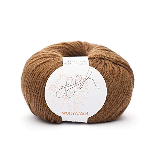 ggh Wollywasch - 100% Schurwolle (Superwash) - Wolle zum Stricken oder Häkeln - Lauflänge 125m auf 50g - Farbe 201 - Lederbraun von ggh