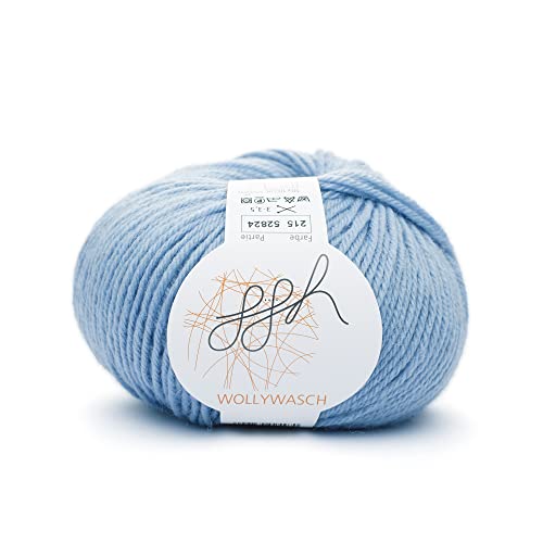 ggh Wollywasch - 100% Schurwolle (Superwash) - Wolle zum Stricken oder Häkeln - Lauflänge 125m auf 50g - Farbe 215 - Hellblau von ggh