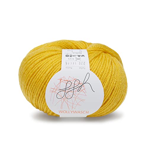 ggh Wollywasch - 100% Schurwolle (Superwash) - Wolle zum Stricken oder Häkeln - Lauflänge 125m auf 50g - Farbe 220 - Safrangelb von ggh