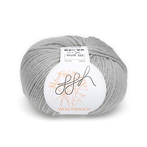 ggh Wollywasch - 100% Schurwolle (Superwash) - Wolle zum Stricken oder Häkeln - Lauflänge 125m auf 50g - Farbe 222 - Hellgrau von ggh