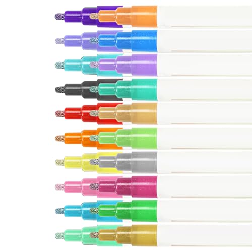 ggtuyt Gliederungsmarkierungen 20pcs Bunt Doppellinie Schimmer Marker DIY Glitzer Squiggle Stift für Sammelalbum, Weihnachtskarten, Zeitschrift Zeichnung Office -Produkte von ggtuyt