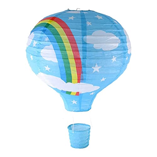 ggtuyt Regenbogen Hot Air Ballon Deckenleuchte mit Papierlaterne Schatten für Schul- und Einkaufszentren Hängende Dekoration Regenbogen Blaues Papierlaterne von ggtuyt