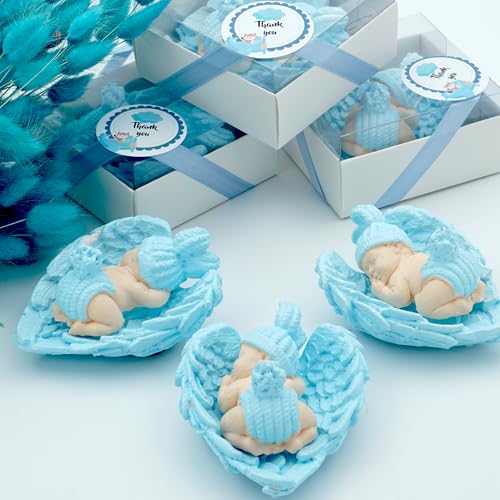 giftupstore Gastgeschenk für Babypartys, 16 Stück Duftsteine, Engel mit Flügel, für Babys, mit Dankeschön-Etiketten, Taufgeschenk, Magnete, Gastgeschenke, Kommunionsgeschenke von giftupstore