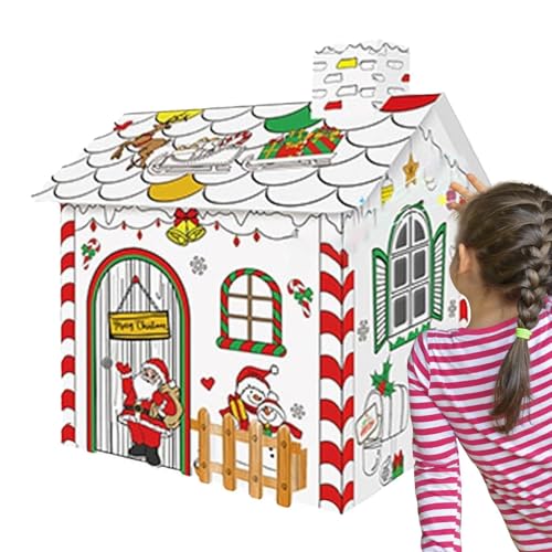 gifyym 3D-Weihnachts-Karton-Bastelhaus,Weihnachts-Malkarton-Haus - Hausdekoration zum Ausmalen,Kinder-Malhaus aus Pappe, Mal- und Aufklärungsspielzeug für Kinder, Kinder, Kleinkinder von gifyym