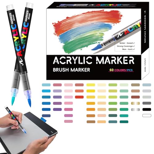 gifyym Stoff Marker, Acryl Pinsel Marker Set, Lichtbeständiges Kreativset Für Keramik Stein Holz Leinwand Basteln & Kunstprojekte gifyym Stoff Marker, Acryl Pinsel Marker Set, Lichtbeständiges Kreativset Für Keramik Stein Holz Leinwand Basteln & Kunstprojekte von gifyym
