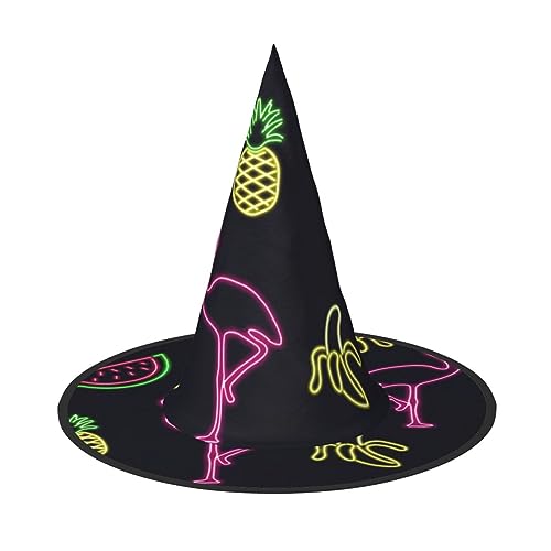 gikdlgog Ananas Banane Flamingo Druck Lustige Festliche Halloween Hexenhüte - Party Dekorationen für Halloween Dekor Party von gikdlgog