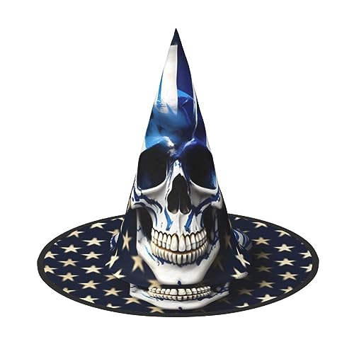 gikdlgog Blaue Streifen Sterne Schädel Druck Lustige Festliche Halloween Hexenhüte - Party Dekorationen für Halloween Dekor Party von gikdlgog