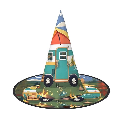 gikdlgog Happy Camper Print Fun Festive Halloween Witch Hats - Party Decorations For Halloween Decor Party von gikdlgog