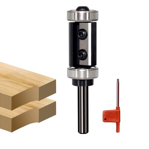 Bündigfräser 8mm Schaft - Arbeitslänge 30mm, Ø 22 mm, 2-Seitigen Hartmetall Wendeplatten, Bündigfräser 8mm Kugellager Schaft und Oben, Bündigfräser Oberfräse für Holzbearbeitung Bündig Trimmen von glryd