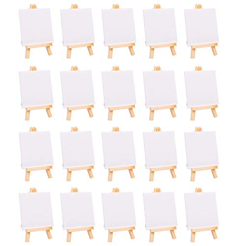 20 Stück Mini-Leinwand-Zeichenbrett mit Staffelei, Malleinwand, geeignet für Kunstmalerei, Partyzubehör von gluttonous