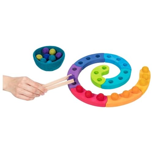 goki 58354 - Farbsortierspiel und Adventsspirale - aus hochwertigem Holz und Wollfilz - goki Evolution - Montessori-Spielzeug - Made in Europa von goki