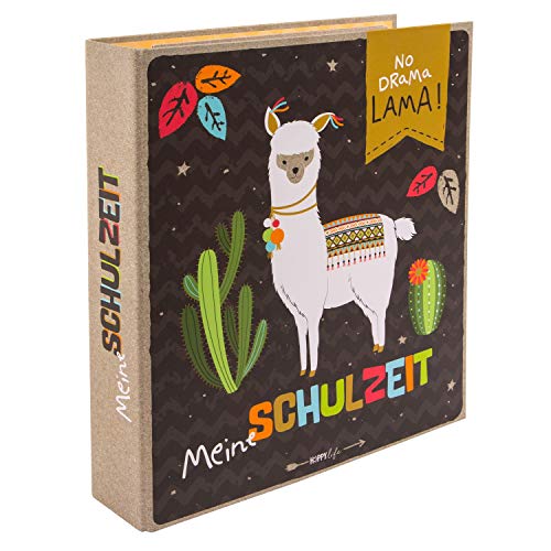 Goldbuch Schulzeit Sammelordner DIN A4, Schulordner Motiv Happylife Lama, Rückenbreite 5 cm, Motivordner mit Kunstdruck, Ordner mit 4 Trennblättern, Multifunktionsordner ca. 28,5 x 32 x 5 cm, Papier von goldbuch