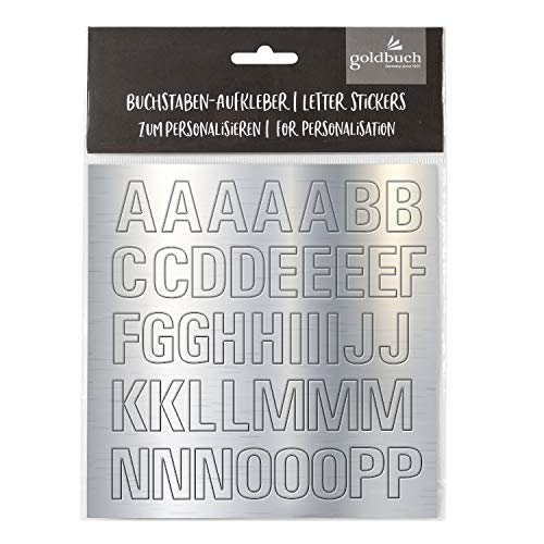 goldbuch 10209 Klebebuchstaben Set in Silber, Buchstaben zum Kleben mit 2 Bögen, Stickerbogen mit Alphabet Aufkleber von A bis Z, Zahlen Sticker von 0 bis 9, Umlaute, Punkte, Minus und ß Zeichen von goldbuch