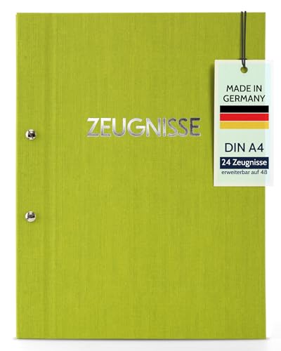 goldbuch 36005 Zeugnismappe Colours, Urkundenmappe DIN A4, Dokumentenmappe mit Schraubverschluss und 12 Sichttaschen, Mappe Erweiterbar, Ordnungsmappe mit Leinenstruktur Einband, Orgamappe Grün, 31x24 cm von goldbuch