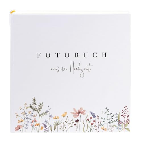 goldbuch 50 044 Gästebuch Blütenliebe Weiß, Hochzeitsgästealbum mit 100 illustrierten Seiten, Fotogästebuch mit Hardcover aus Kunstdruck mit Blumen-Motiv und Goldprägung, ca. 24,5 x 22,5 x 3,5 cm von goldbuch