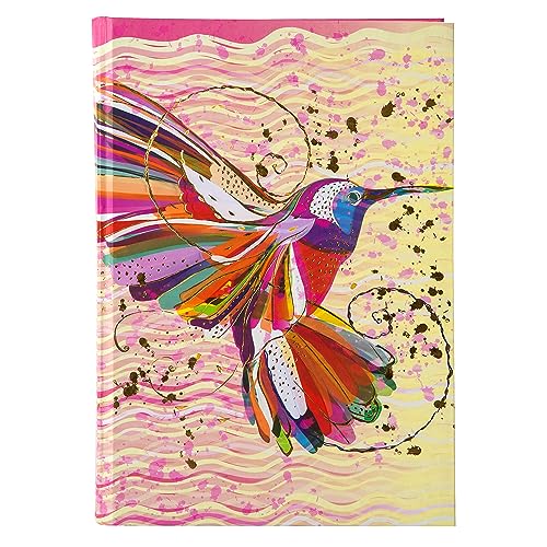 goldbuch 64273 Notizbuch Flower Kolibri, Notizheft im DIN A5 Format, Kladde mit 200 chamoisfarbene Blankoseiten, Kunstdruck mit Goldprägung und Relief, Rosa / Gelb von goldbuch