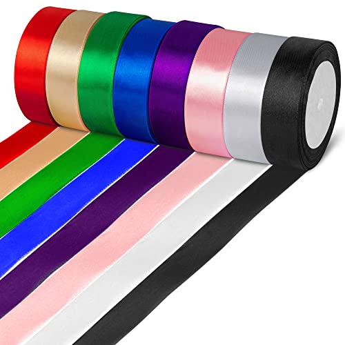 Satinband Geschenkband Schleifenband 8 Farben 25m X 25mm Seidenbänder Satinband Rollen Hochzeit Stoffband Dekoband Satin Bänder zum Basteln Geschenk Verpackung von Golight