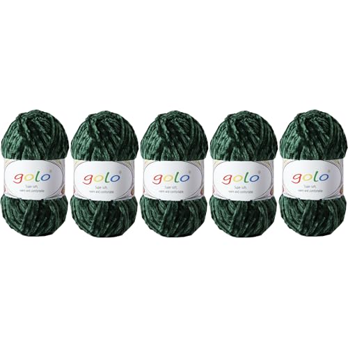 Chenille Garn für Hand Stricken Häkelgarn 100gX5 für Hut,Socken,Handschuh von golo