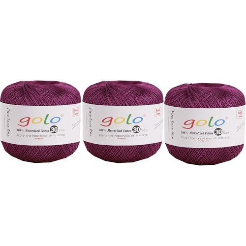 golo 3 Knäuel Häkelgarn Größe 30 Stickgarn Garn für Handstrickgarn zum Klöppeln von golo