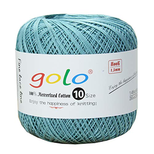 golo Baumwolle Häkelgarn Knäuel Größe 10 Baumwolle Strickgarn Garn zum Häkeln (Porzellan blau-611) von golo