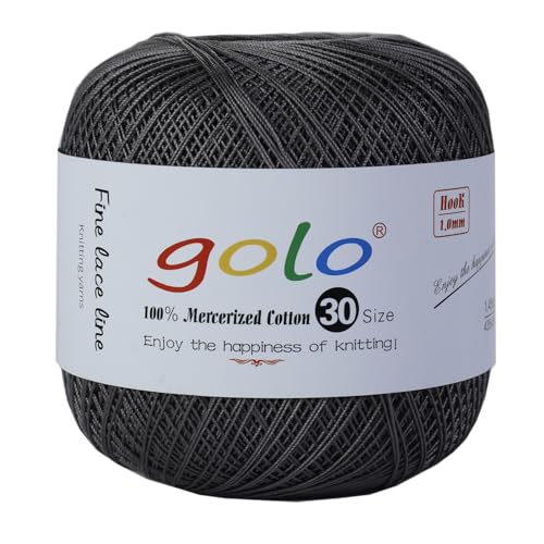 golo Häkelgarn, Größe 30, Garn für Handstrickgarn, zum Klopfen von Rainstorm Ash von golo