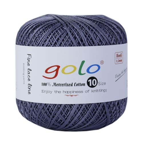 golo Häkelgarn Größe 10, Garn zum Handstricken, Häkelgarn, Steingrau 219 von golo