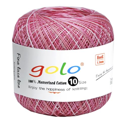 golo Häkelgarn Größe 10 Garn für Handstricken, Spitzenfaden, Rosa, D95 von golo