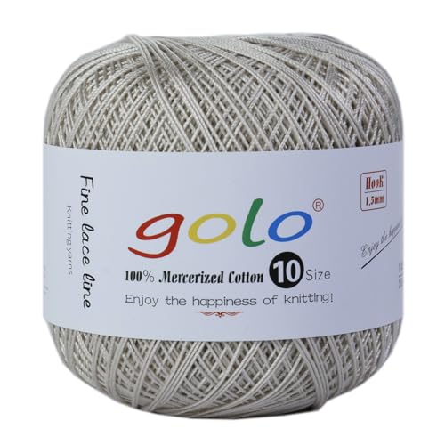 golo Häkelgarn Größe 10 Garn zum Handstricken Häkelgarn Moonlight Grey 223 von golo