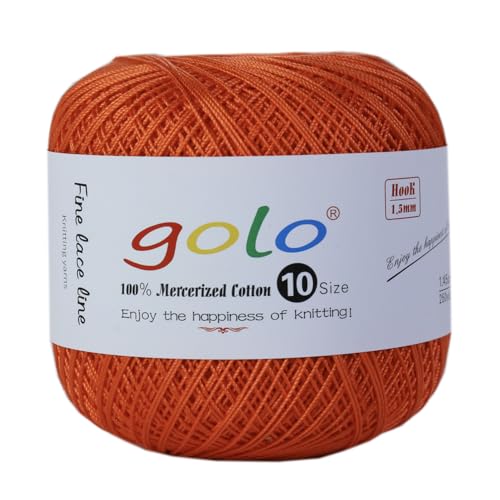 golo Häkelgarn Größe 10 Garn zum Handstricken Häkelgarn Orange 221 von golo