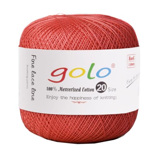 golo Häkelgarn Größe 20, Häkelgarn zum Handstricken, orangefarbenes Garn zum Klöppeln von golo