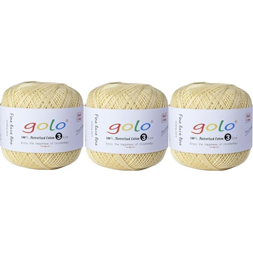 golo Häkelgarn Größe 3, Garn zum Handstricken, 3 Knäuel, Häkelgarn zum Häkeln von golo