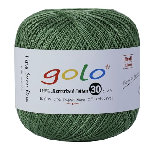 golo Häkelgarn Größe 30, Garn zum Handstricken, Garn zum Klöppeln, Avocado 267 von golo