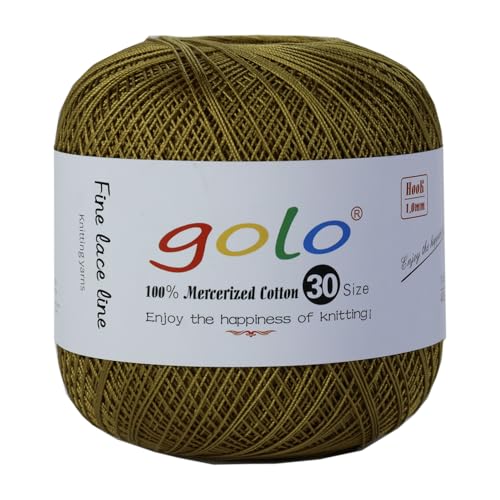 golo Häkelgarn Größe 30, Garn zum Handstricken, Garn zum Klöppeln, Gelbbraun 270 von golo