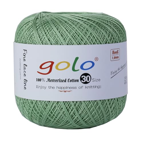 golo Häkelgarn Größe 30, Garn zum Handstricken, Garn zum Klöppeln, Grün 265 von golo