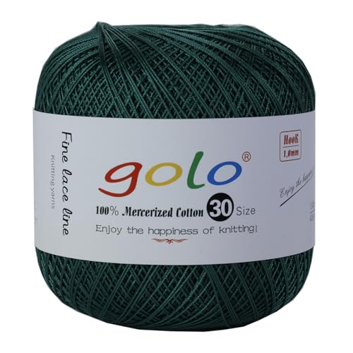 golo Häkelgarn Größe 30, Garn zum Handstricken, Garn zum Klöppeln, Grün 265 von golo