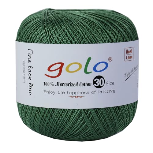 golo Häkelgarn Größe 30, Garn zum Handstricken, Garn zum Klöppeln, Grün 268 von golo