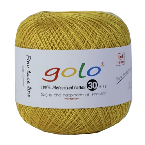 golo Häkelgarn Größe 30, Garn zum Handstricken, Garn zum Klöppeln, Hellgelb 273 von golo