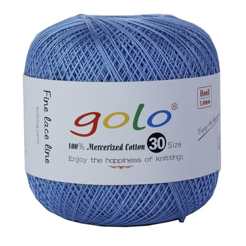 golo Häkelgarn Größe 30, Garn zum Handstricken, Garn zum Klöppeln, Himmelblau 262 von golo