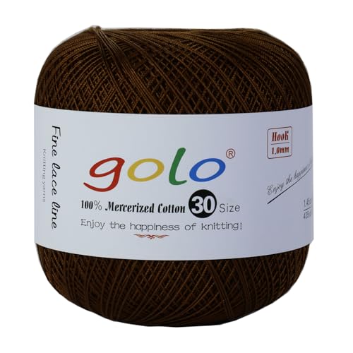 golo Häkelgarn Größe 30, Garn zum Handstricken, Garn zum Klöppeln, Schwarzbraun 277 von golo