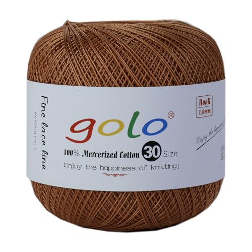 golo Häkelgarn Größe 30, Garn zum Handstricken, Garn zum Klöppeln, Traubenbraun 234 von golo